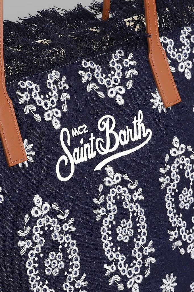 Borsa Saint Barth city bag sangallo denim dark big Fringe CBF0001 01773L