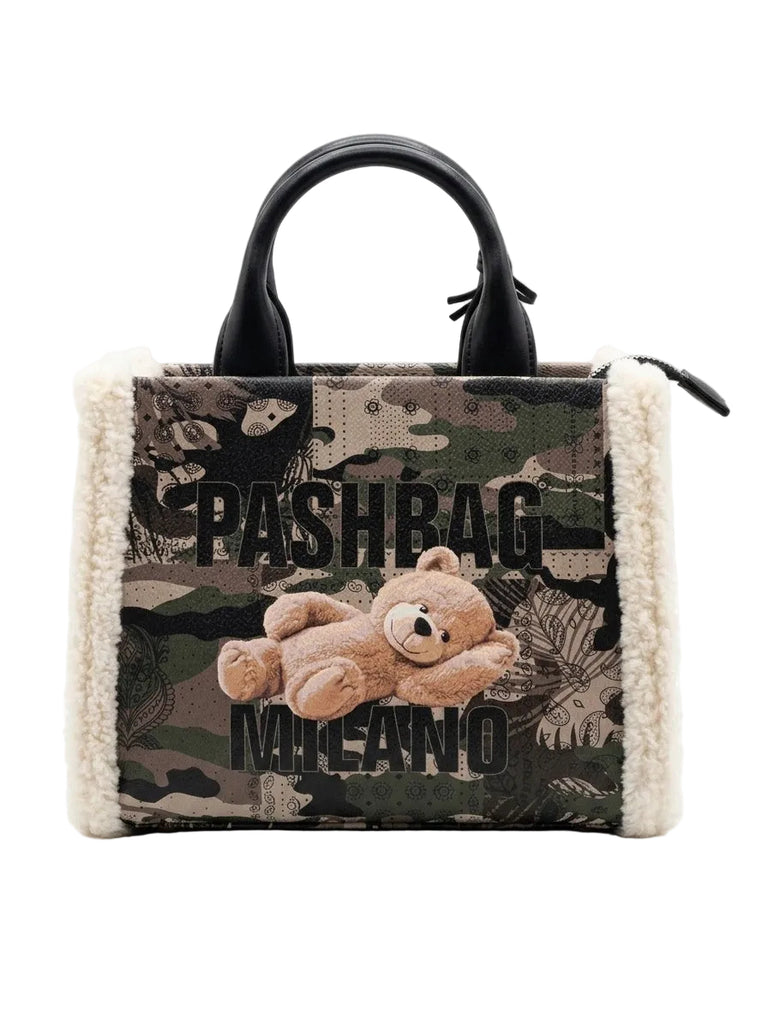 Borsa Pashbag 20129 Mini Marge scroll camouflage e ecofur