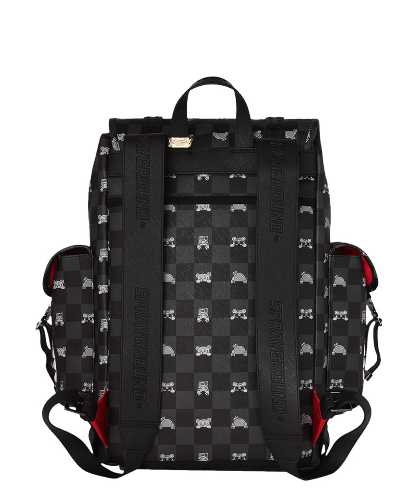 ZAINO SPRAYGROUND  8909 GRAY PEEKING CHARACTER CHECK MONTE CARLO