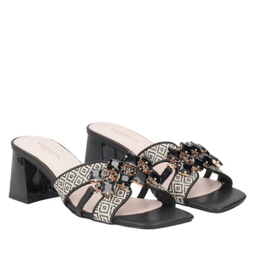 Scarpe Tosca Blu SS2530S0304 Sandalo Ocean in raffia con accessorio colore nero