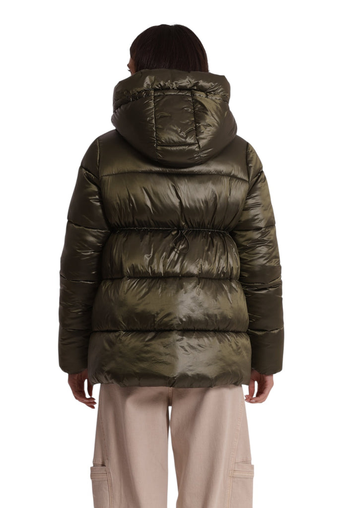 PIUMINO MIMI MUA ART6566 CORTO CON CAPPUCCIO TRAMA GEOMETRICA