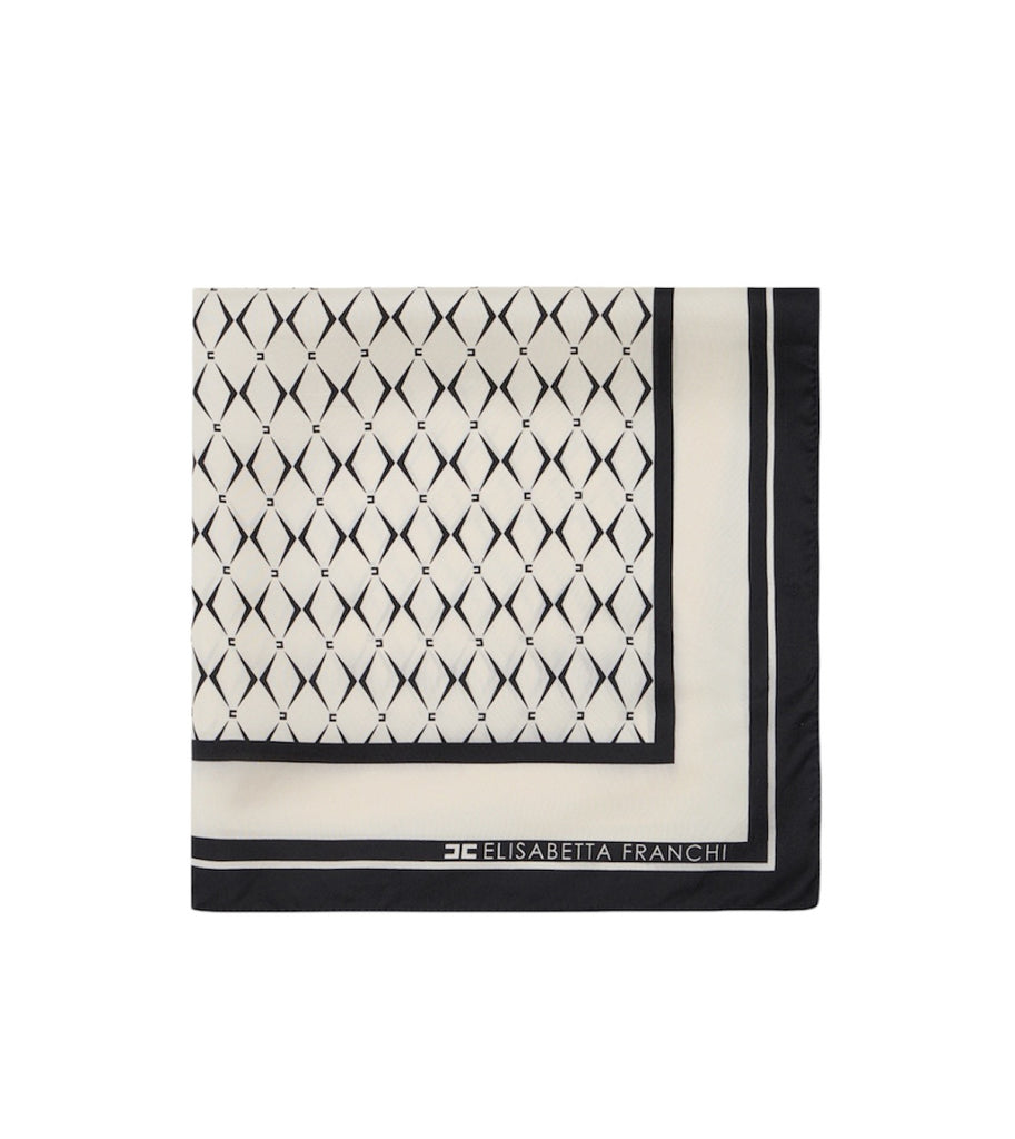 Foulard Elisabetta Franchi FO02L46E2 in seta con pattern rombo e logo