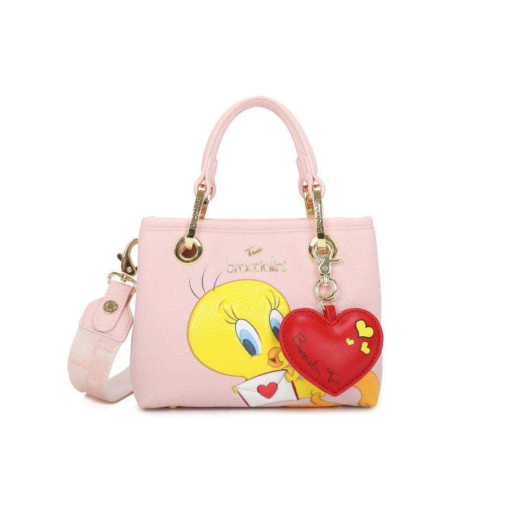 Borsa Braccialini LT100 Beth Looney Tunes Titti Faces Rosa