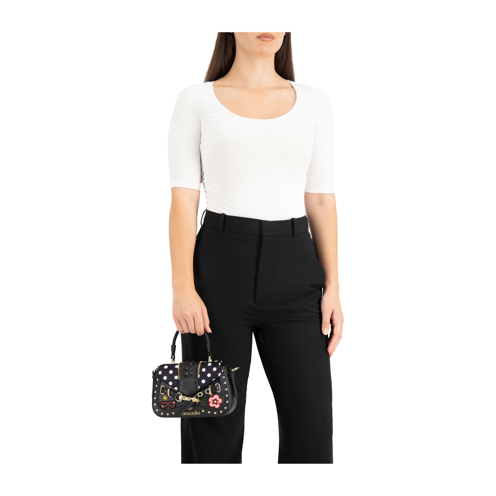 Borsa Braccialini Rock B19270 Mini Bag con applicazioni nera