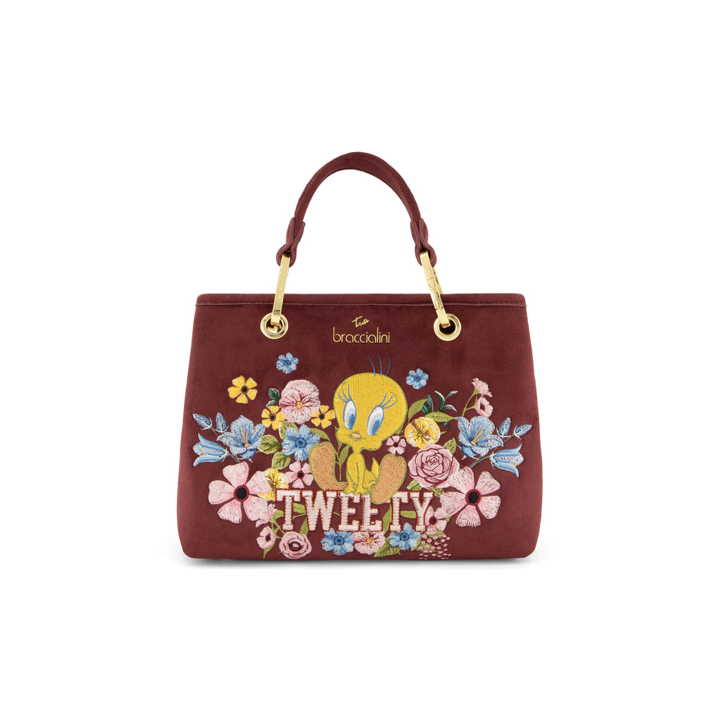 Borsa Braccialini Beth Bloom LT321 Titti Tote Medium in suede