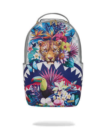 ZAINO SPRAYGROUND 8625 CREAM FLOWERING JUNGLE SHARK DLXSV BACKPACK