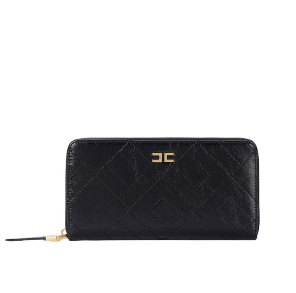 Portafoglio Elisabetta Franchi PF88A52E2 con zip e logo nero