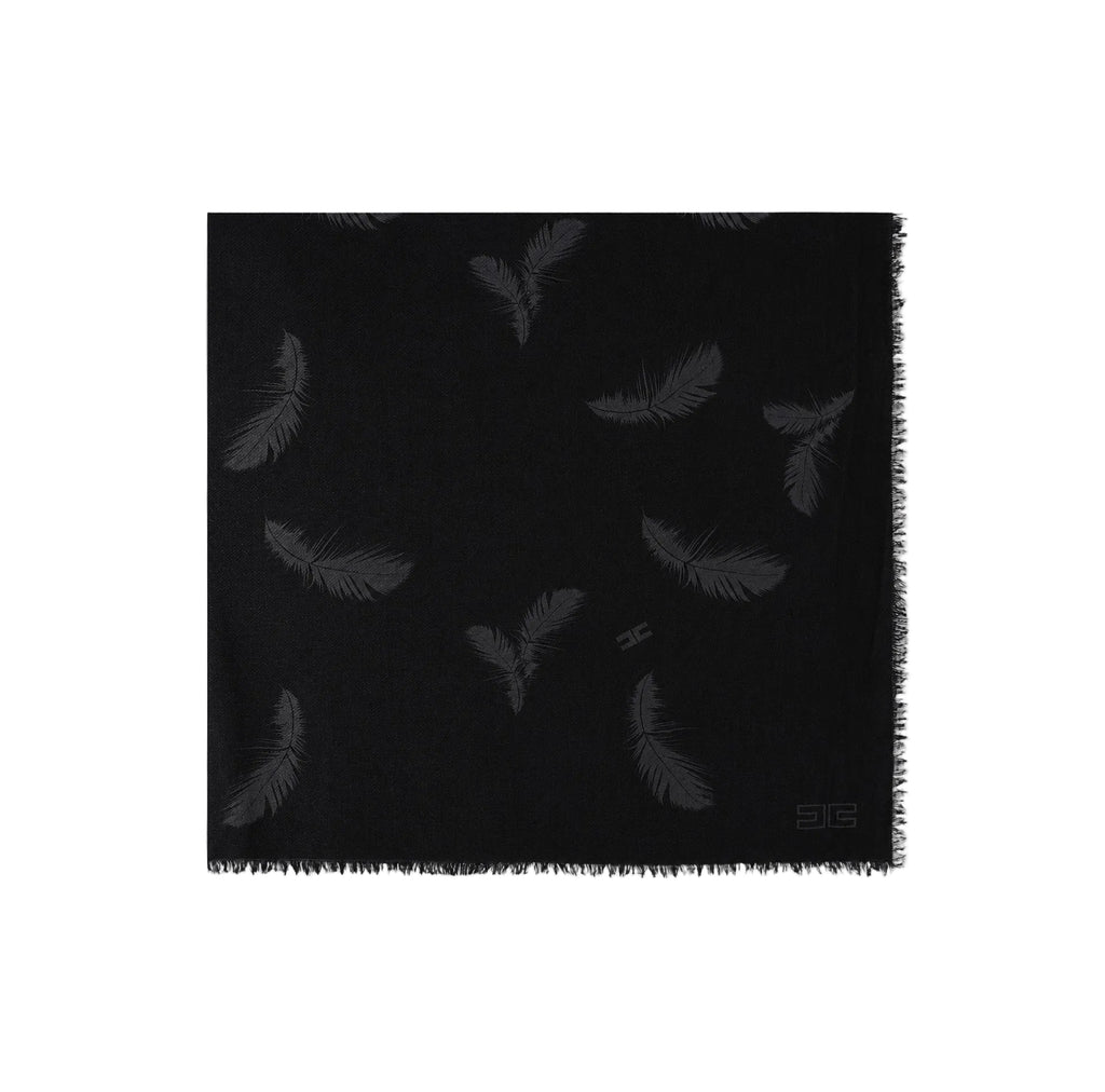 Foulard Elisabetta Franchi SC08F67E2 motivo piume in cashmere