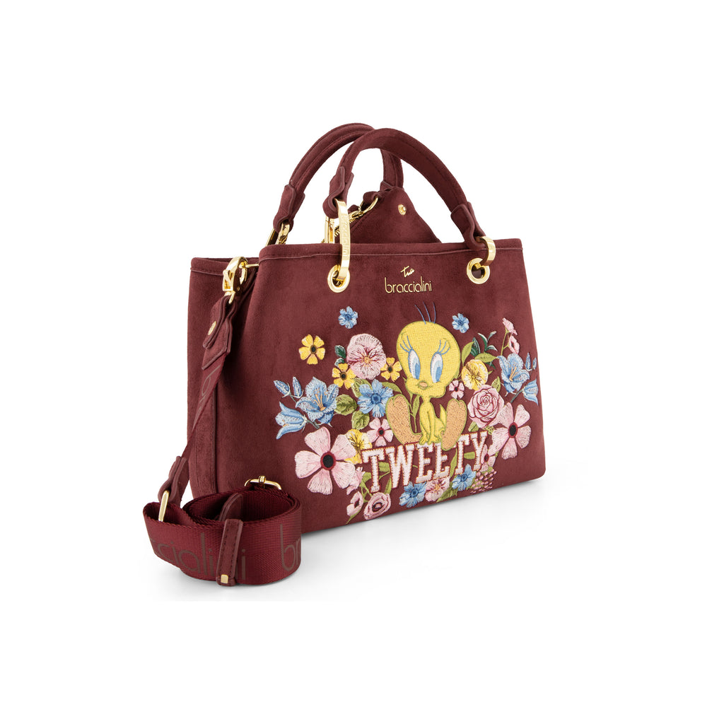 Borsa Braccialini Beth Bloom LT321 Titti Tote Medium in suede