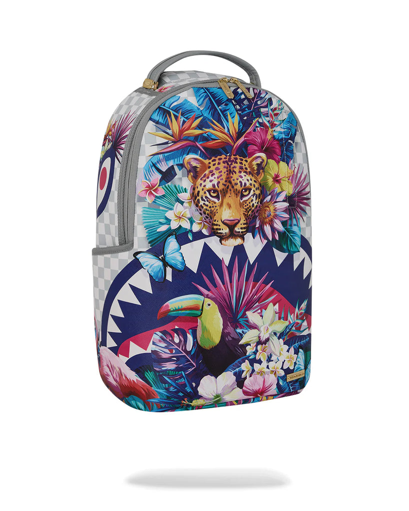 ZAINO SPRAYGROUND 8625 CREAM FLOWERING JUNGLE SHARK DLXSV BACKPACK