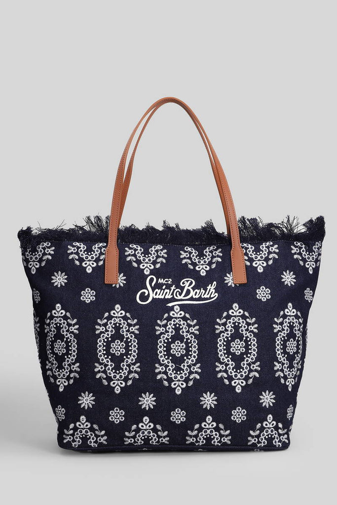 Borsa Saint Barth city bag sangallo denim dark big Fringe CBF0001 01773L
