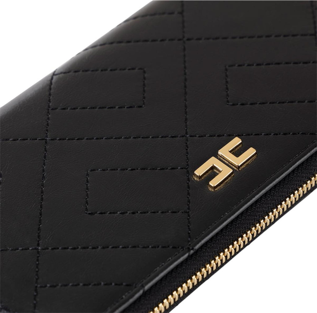 Portafoglio Elisabetta Franchi PF88A52E2 con zip e logo nero