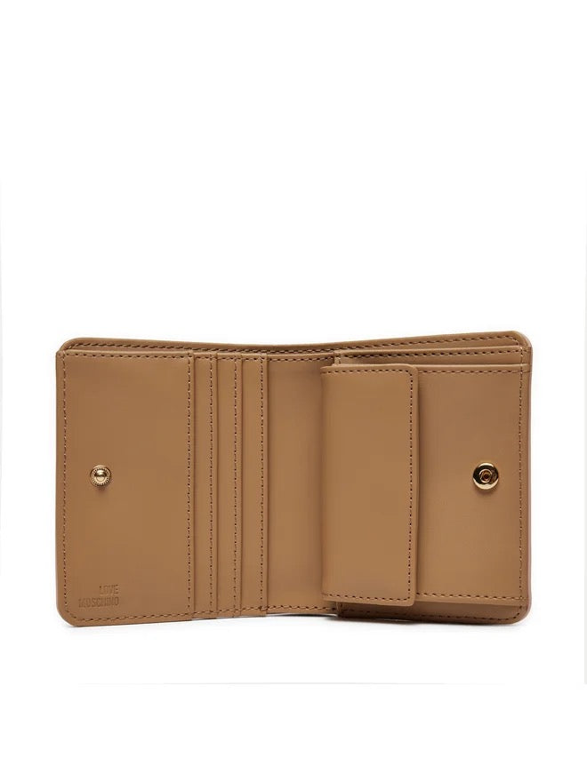 Portafoglio Love Moschino JC5612 GRS Pu small logo lettering dorato