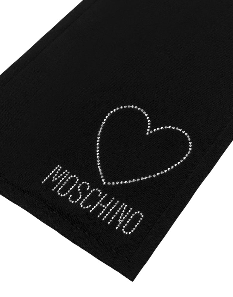 Sciarpa Moschino 30839 M3333 cuore e logo con borchie