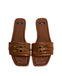 Ciabatte Sandalo Elisabetta Franchi SA72L61E2 Flat in pelle cognac con logo dettaglio