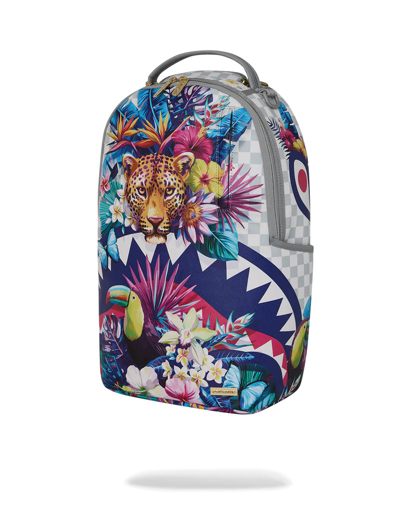 ZAINO SPRAYGROUND 8625 CREAM FLOWERING JUNGLE SHARK DLXSV BACKPACK