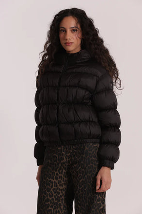 PIUMINO MIMI MUA 6568 CORTO BOMBER CON CAPPUCCIO nero