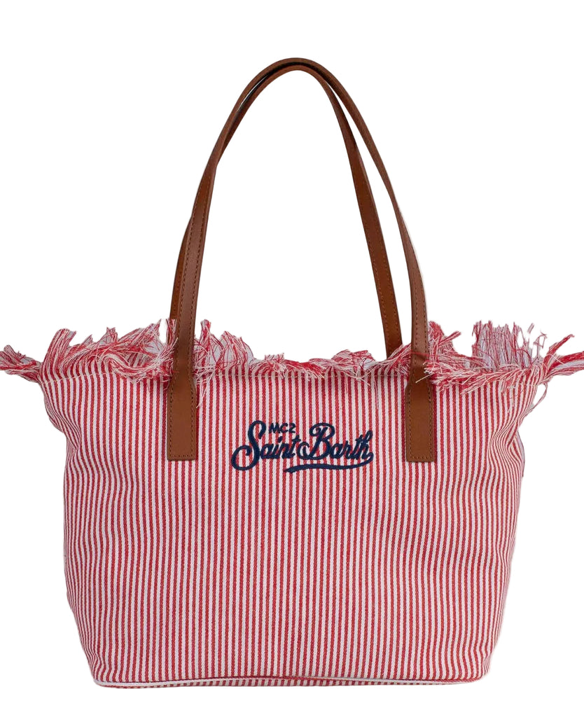 Borsa Saint Barth City Bag Fringe A Righe Rosse CBF0001 01771L