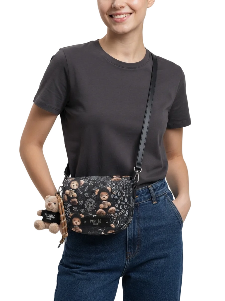 Borsa Pashbag 20112 Reby Vintage bandana nera e orsetti