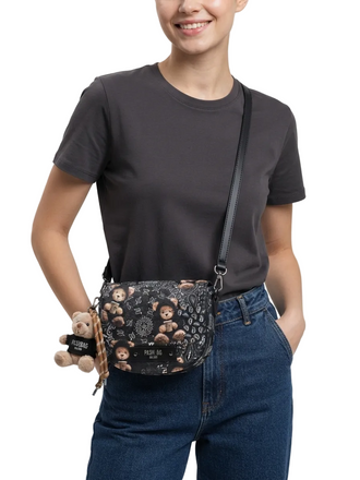 Borsa Pashbag 20112 Reby Vintage bandana nera e orsetti