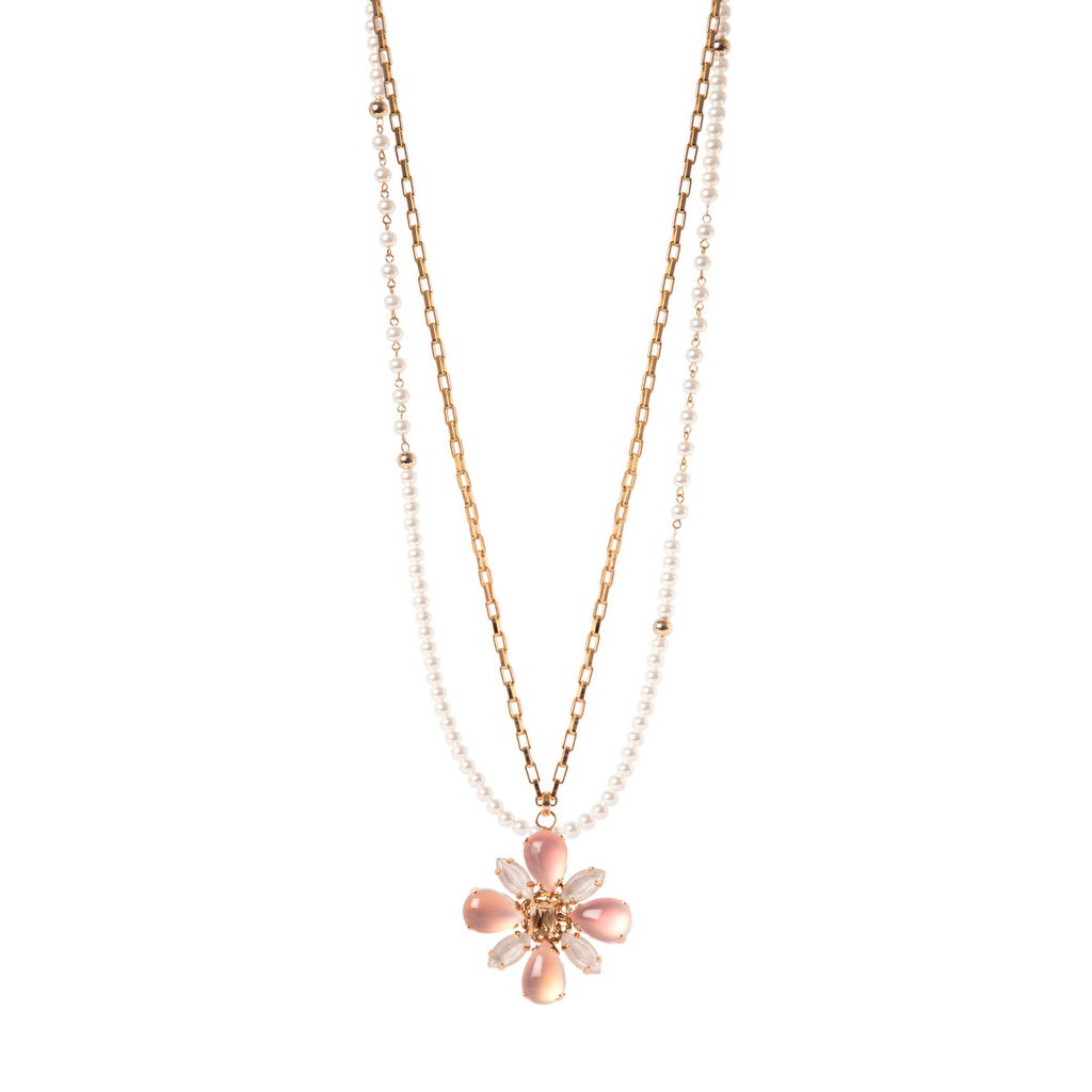 Collana Sodini Doppia Con Pendente E Filo Di Perle Manly