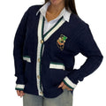 Cardigan donna trecce con patch ricamata