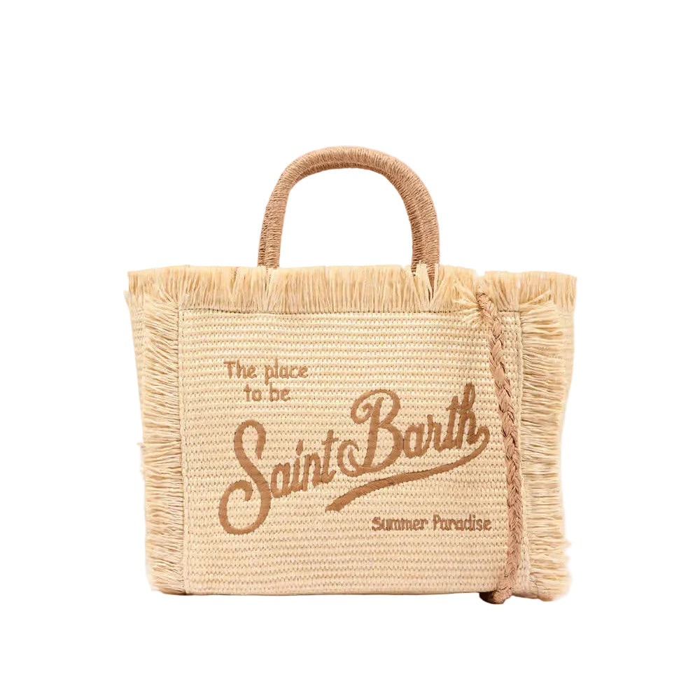 Borsa Saint Barth Colette Straw In Raffia Logo Beige COL0017 00368L