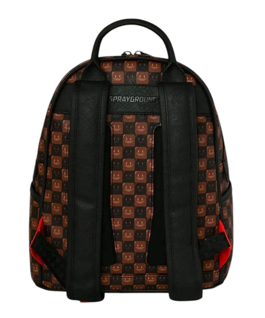 ZAINO SPRAYGROUND 9305 SHARKS IN PARIS WTF BUBBLE BROWN CHECK SAVAGE BACKPACK MEDIUM