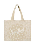 Borse Saint Barth Essential Bag in tessuto denim stampa bandana e logo a contrasto