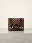 BORSA SPRAYGROUND 9310 SHARKS IN PARIS WTF BUBBLE BROWN CHECK HANDBAG