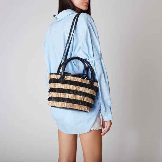 Borsa Tosca Blu TS2520B20 Cesto piccolo in rafia Tropea colore nero