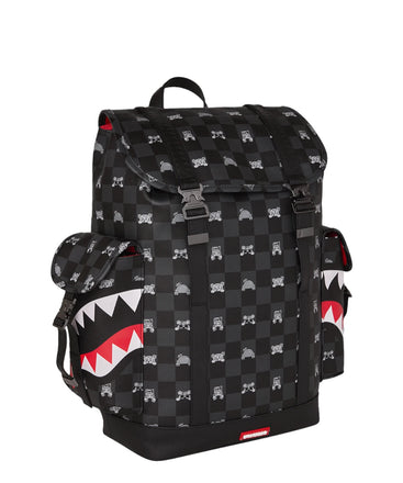 ZAINO SPRAYGROUND  8909 GRAY PEEKING CHARACTER CHECK MONTE CARLO