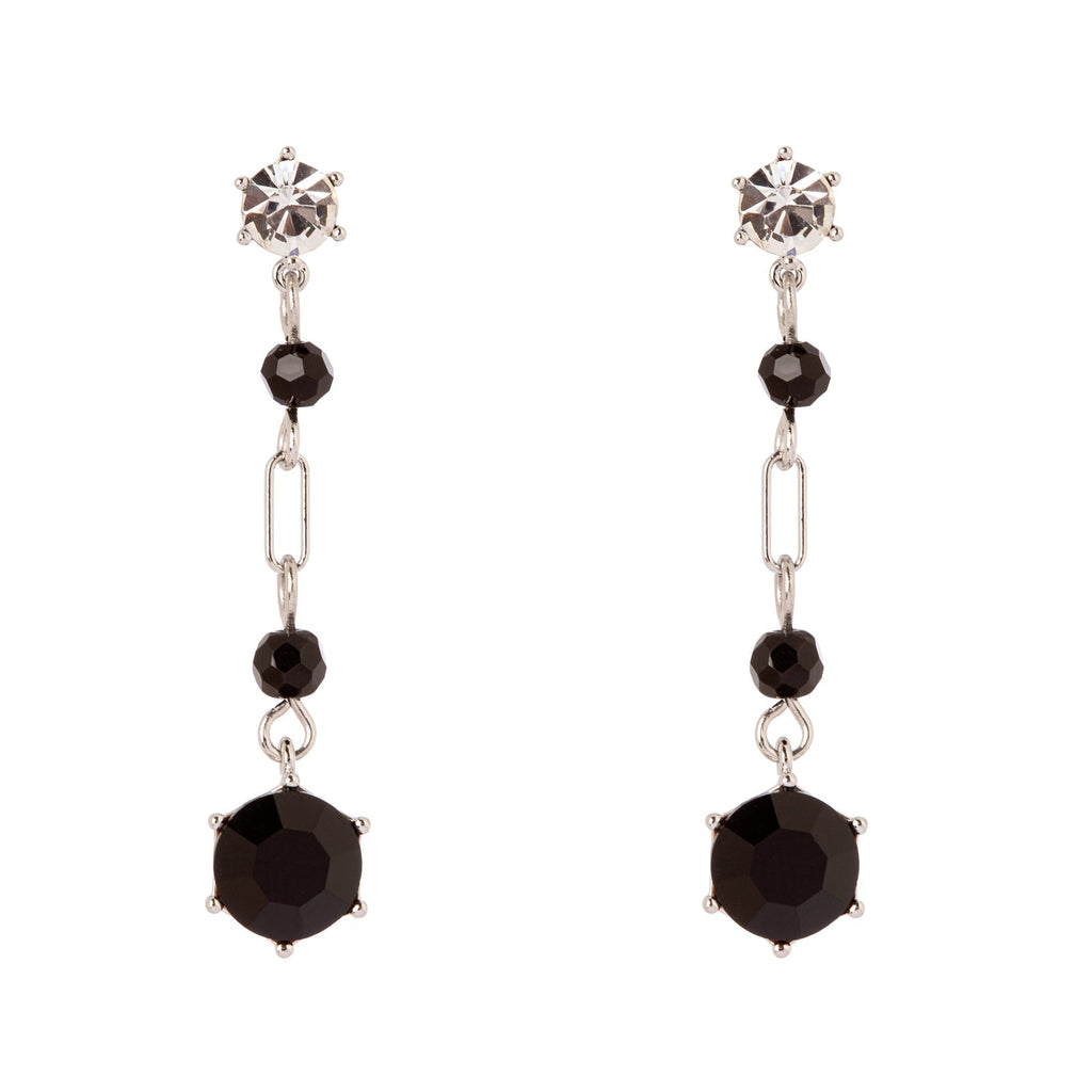Orecchini Sodini 912802P perline e cristalli silver/nero