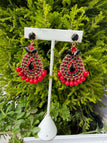 Orecchini Even AP049 Pendenti con cristalli e perle rosse
