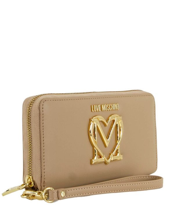 Portafoglio Love Moschino JC5712 Zip Around con polsiera Crema
