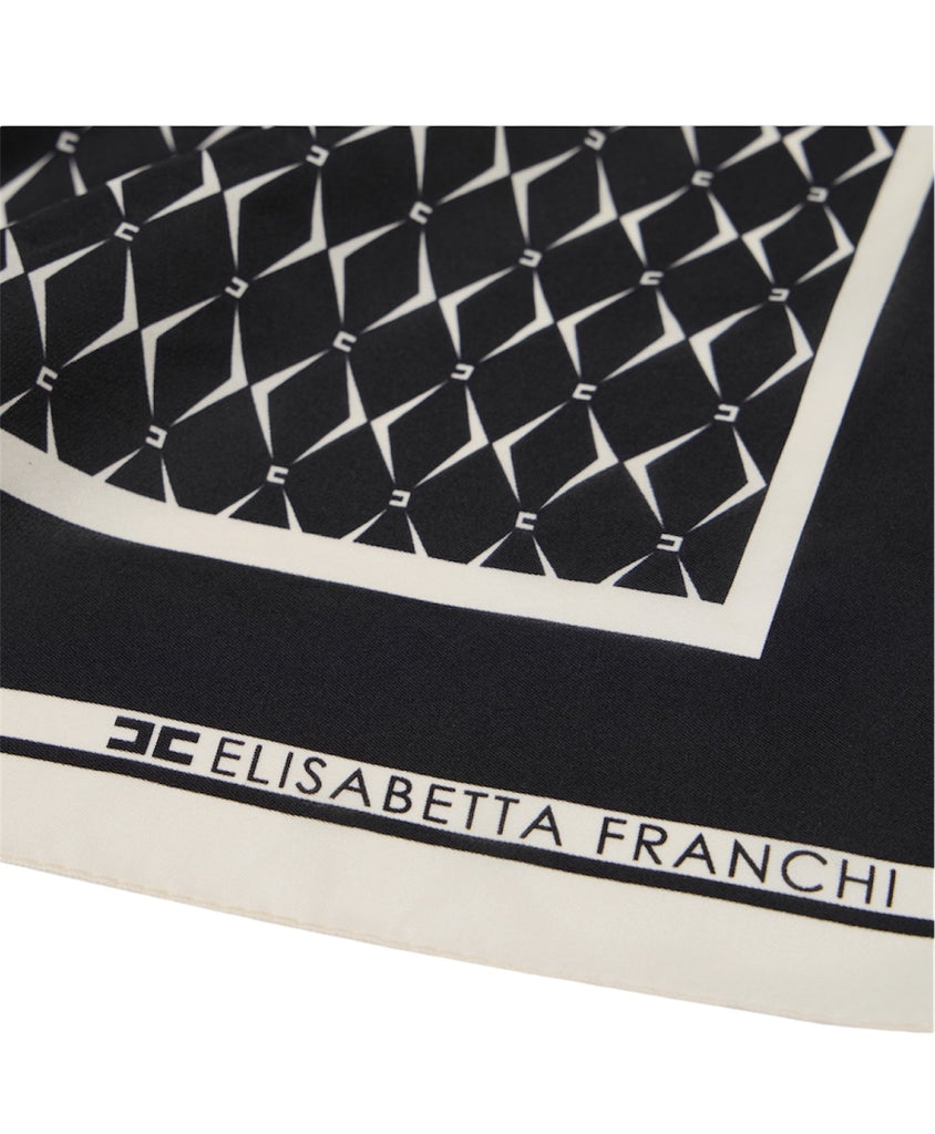 Foulard Elisabetta Franchi FO02L46E2 in seta con pattern rombo e logo
