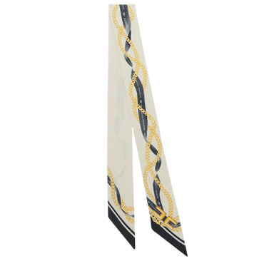 Foulard Elisabetta Franchi FO22L61E2 bandeaux  in twill di seta con stampa nastri e catene