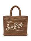 Borsa Saint Barth colette raffia marrone con logo ricamato bianco COL0013 00452L