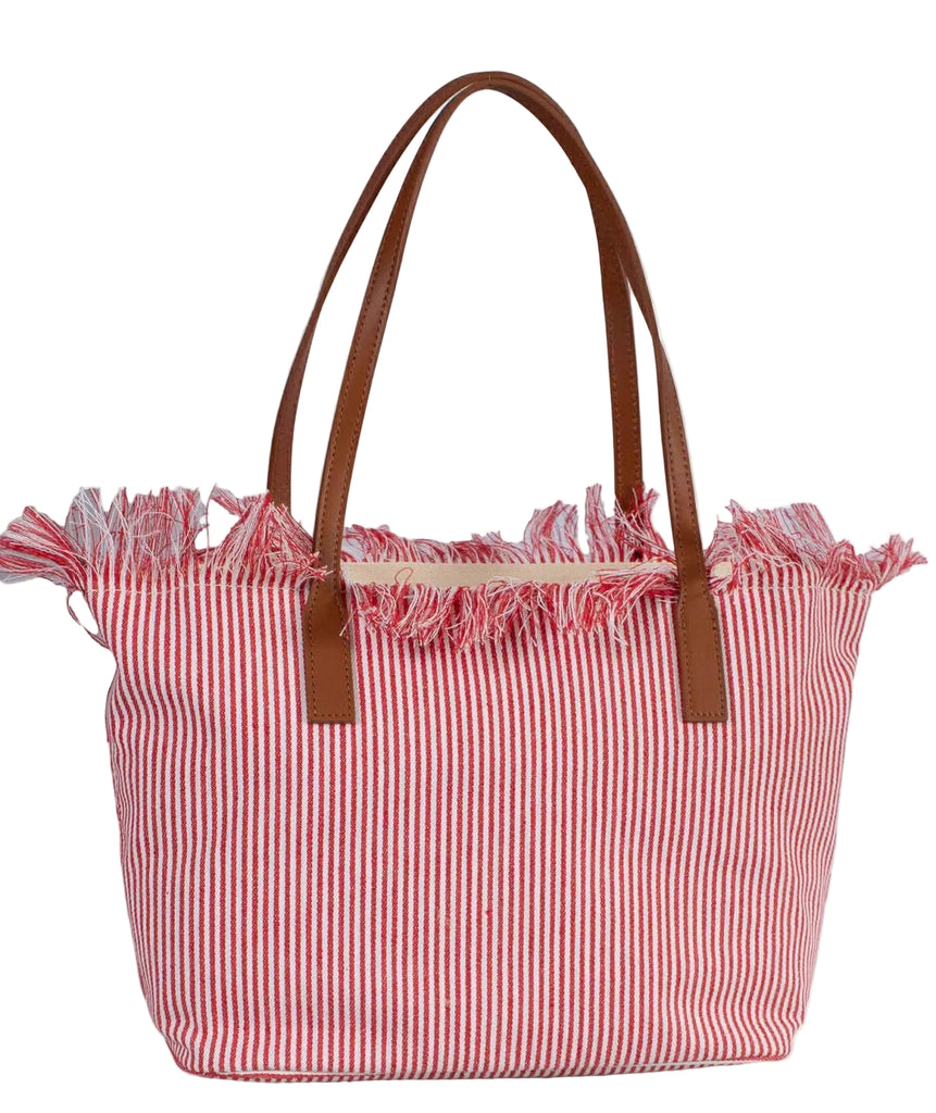 Borsa Saint Barth City Bag Fringe A Righe Rosse CBF0001 01771L