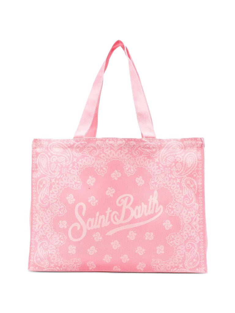 Borse Saint Barth Essential Bag in tessuto denim stampa bandana e logo a contrasto