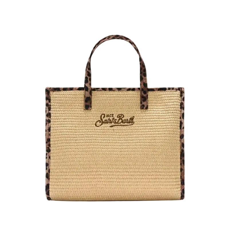 Borsa Saint Barth Vivian Mid Straw Patch Cow VVD00100370L