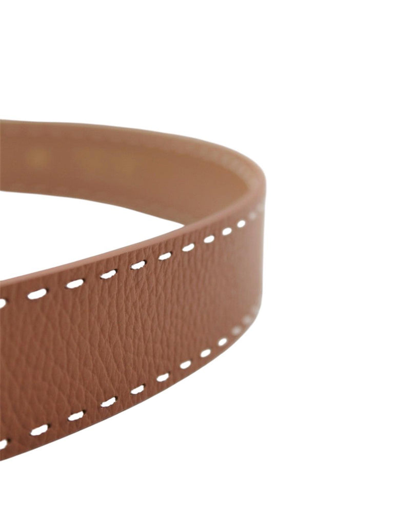 Cintura Elisabetta Franchi CT08S51E2 a vita alta in pelle con impunture Cognac