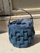 Borsa Tosca blu TS2622B22 mini secchiello in denim arricciato