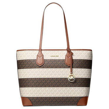 Borsa Michael Kors 35S6GV0T3U tote Grande A Righe Eva Con Logo Distintivo
