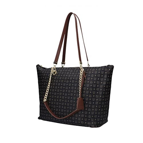 Borsa Pollini TE8410 Shopping Bag Heritage Logo Classic Nero/marrone