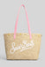 Saint Barth Rafia City Mid Bag beige con logo Saint Barth ricamato e charm RAFC002