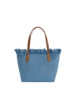 Borsa Saint Barth Shopper City Bag Fringe In Tessuto Denim CBF0001 01759L