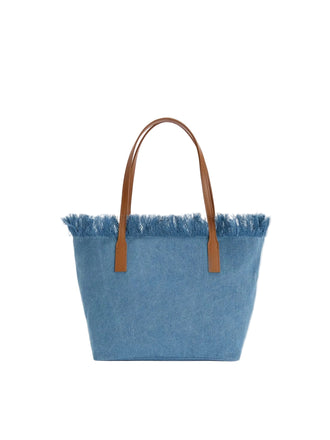Borsa Saint Barth Shopper City Bag Fringe In Tessuto Denim CBF0001 01759L