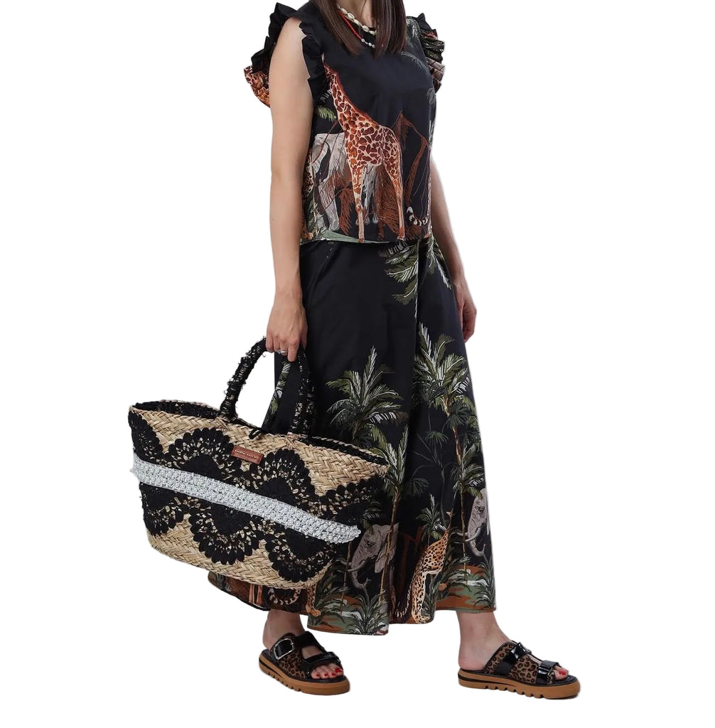 Borsa Alessia & Massimo 2207 rafia pizzo e perle