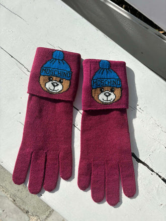 Guanti Moschino 65175 Magenta Orsetto teddy